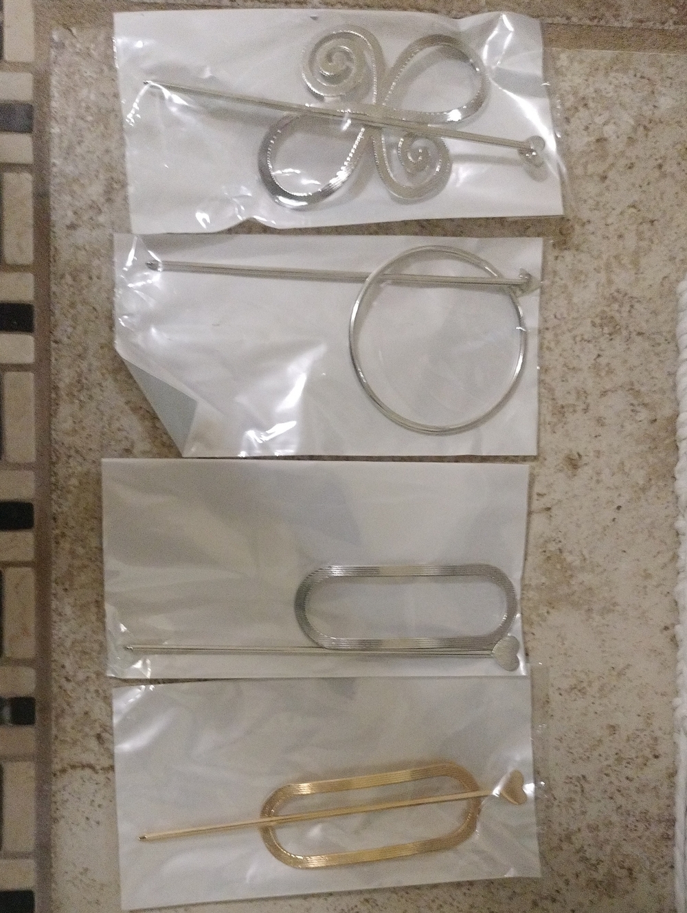 Silver and Gold Hair Sticks Set - Women's Hair Accessories